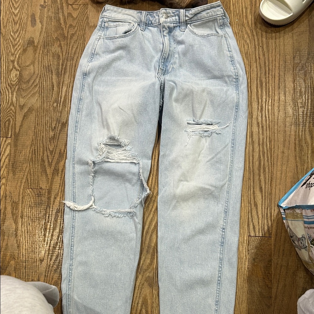 Hollister Light Blue Ripped Boyfriend Jeans